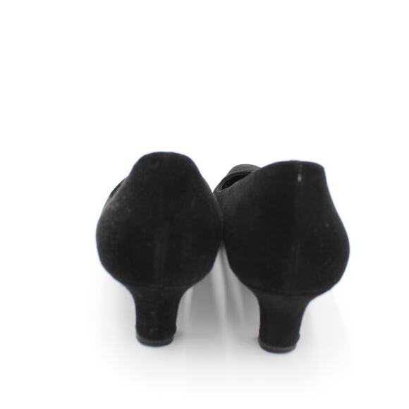 Ferragamo Pumps Womens Size 9 AA Narrow Black Suede Kitten Heel Y2K Vintage - Picture 4 of 12